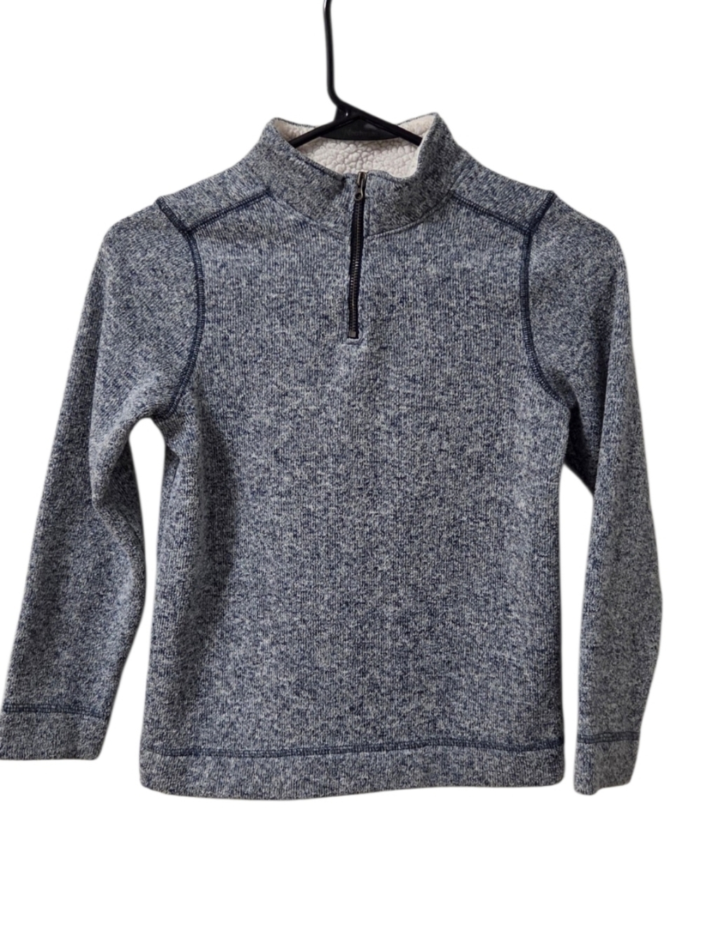 Sonoma Boys 7X Blue Gray Sherpa Lined Quarter Zip Pullover Sweater Fleece